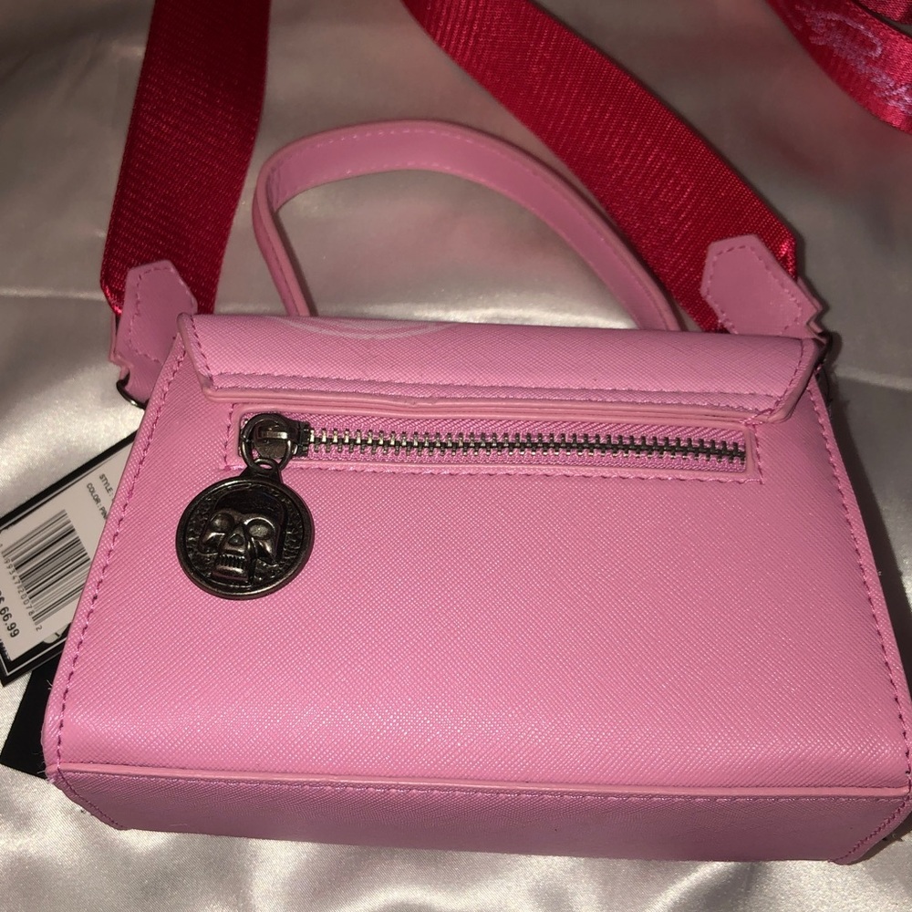 Ed Hardy Pink Multi Faux Leather Top Handle Crossbody Bag Leopard & Floral NWT - Picture 8 of 16